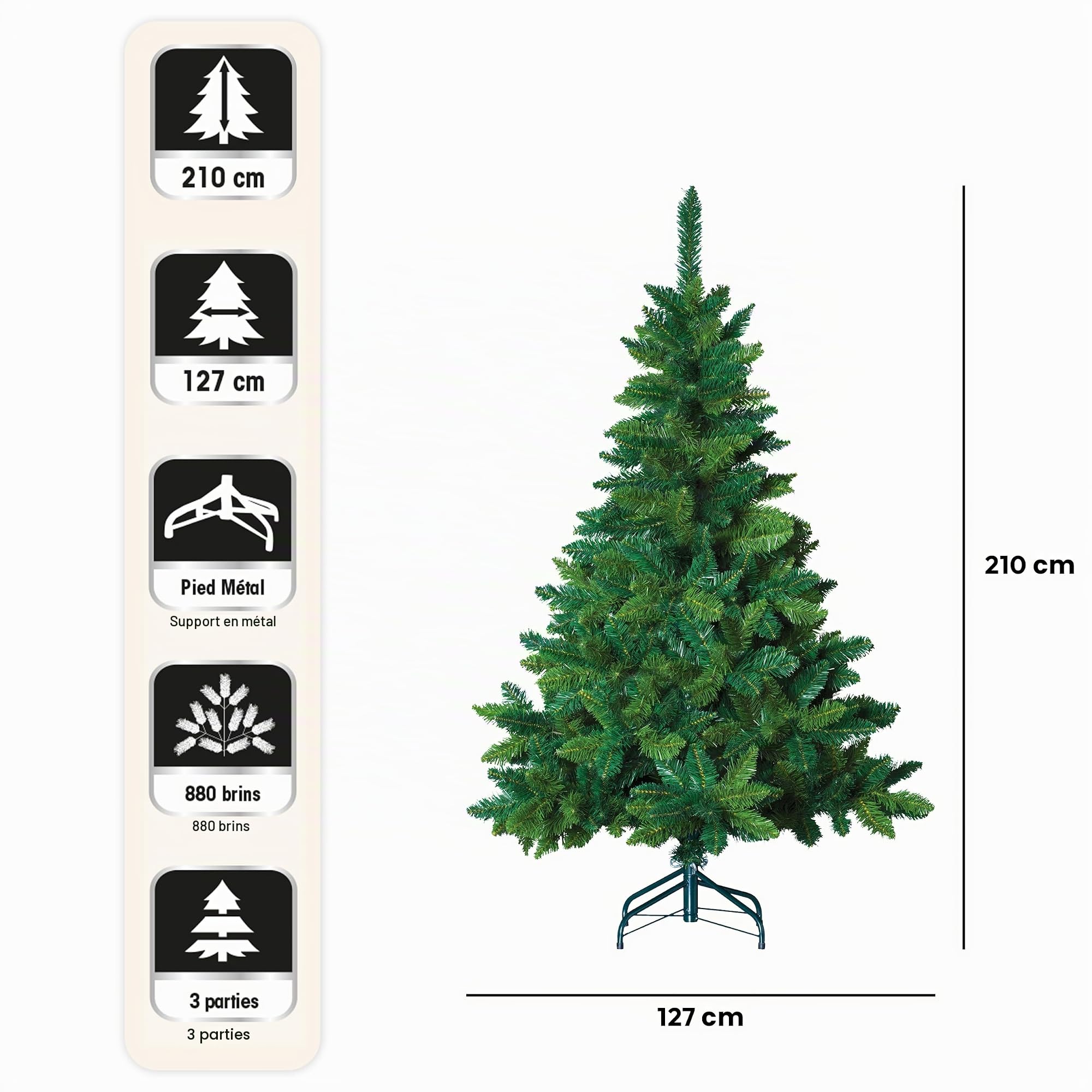 Sapin de Noël Artificiel Vert qualité Premium H 210 cm - Feeric Christmas