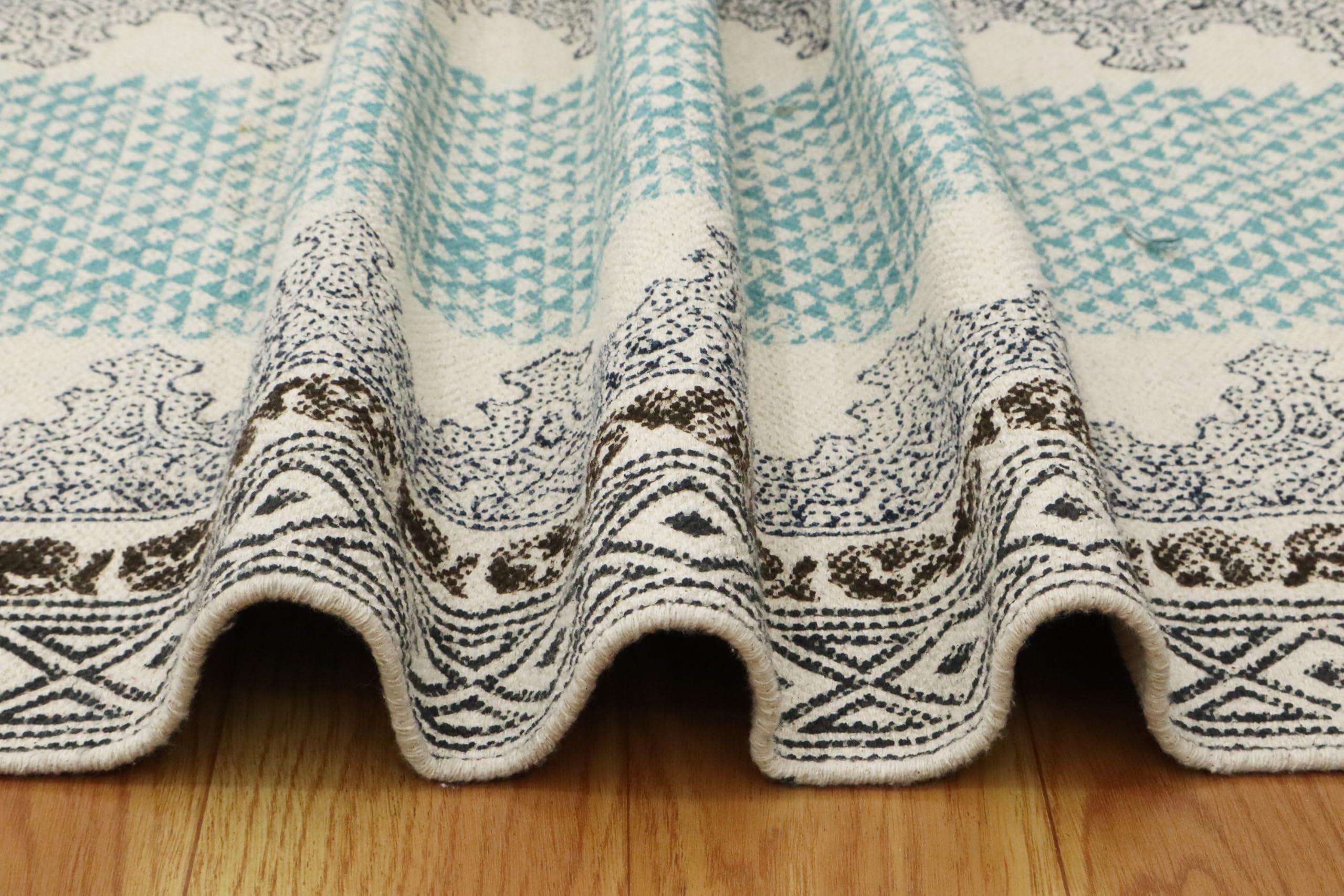 Baumwollläufer, 2 x 20 Kelim-Teppich, grün und braun, flach gewebt, 0,19 Zoll, waschbarer Baumwollteppich, für drinnen und draußen, Läuferteppiche für Flur, Treppen, Korridor