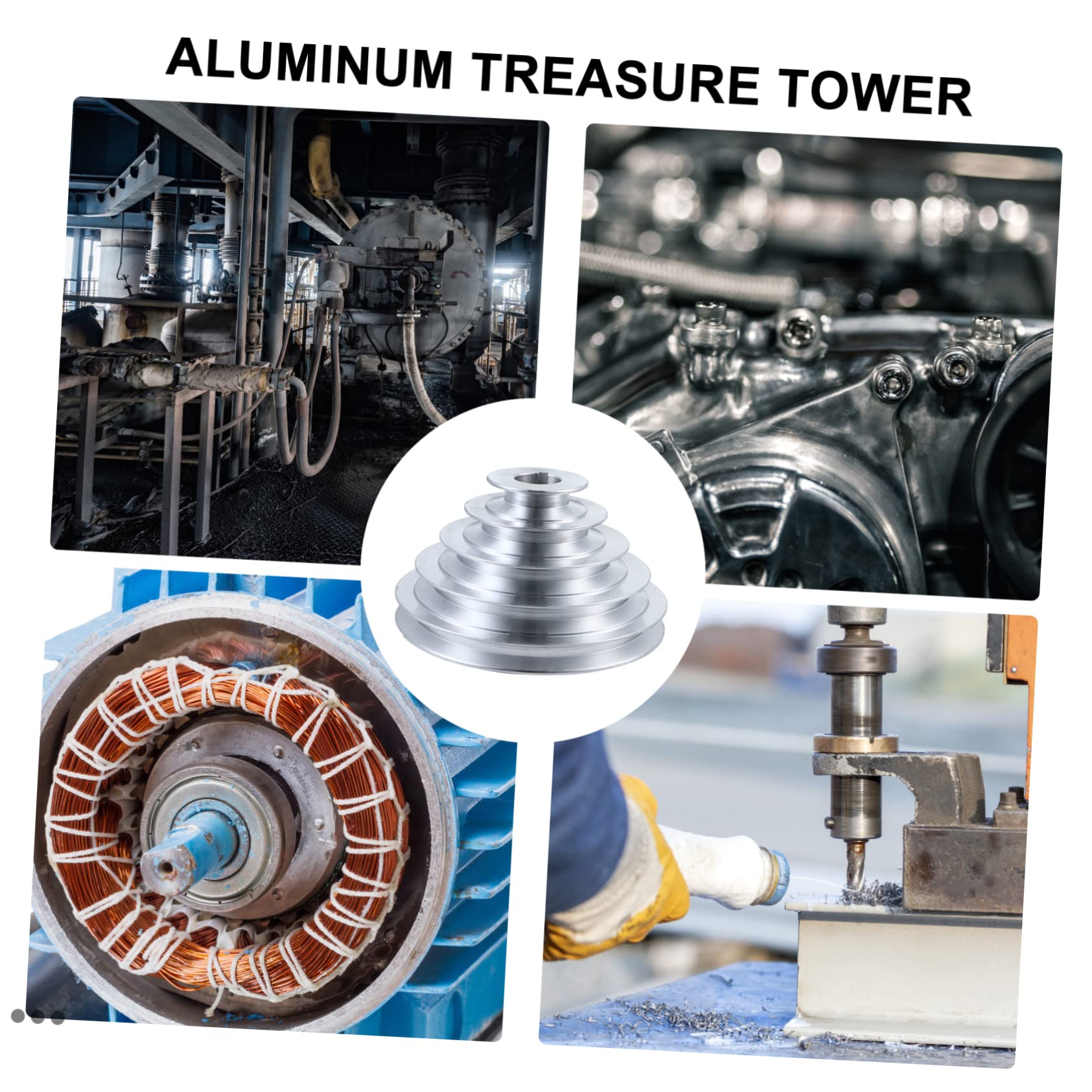Puleggia Pagoda in Alluminio Argento Ruota Pagoda Cinghia Adatta per Trasmissione Ad Albero Motore