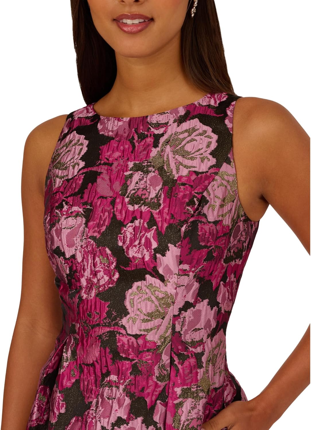 Adrianna Papell Rose Jacquard Envelope Back Dress - Image 5