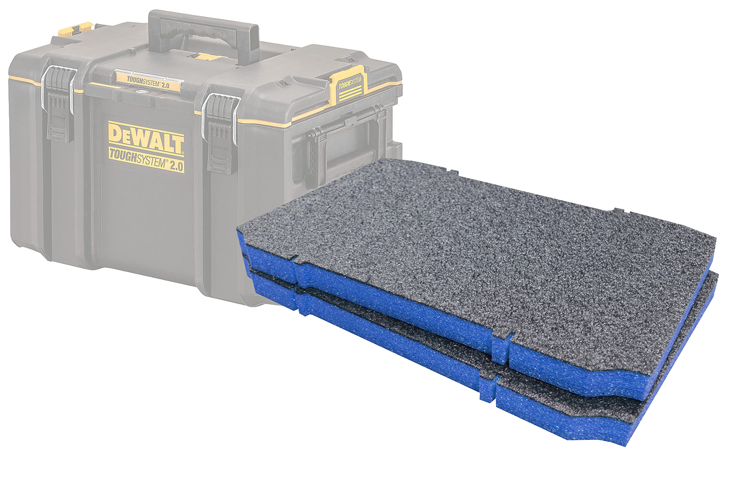 Shadow Foam ToughSystem 2.0 Toolbox Foam Inserts [Twin Pack] Cut and Peel Foam Inserts for DeWalt ToughSystem 2.0 Toolboxes | Tool Organisation, Kaizen, 5s, Tool Storage & Storage Boxes (30mm, Blue)