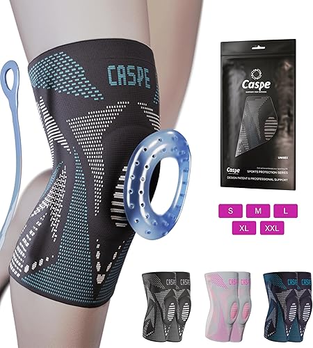 Miniatura 9 de Caspe Rodillera de compresión para mujeres y hombres, soporte para aliviar el dolor con almohadilla de gel para rótula y estabilizadores laterales,