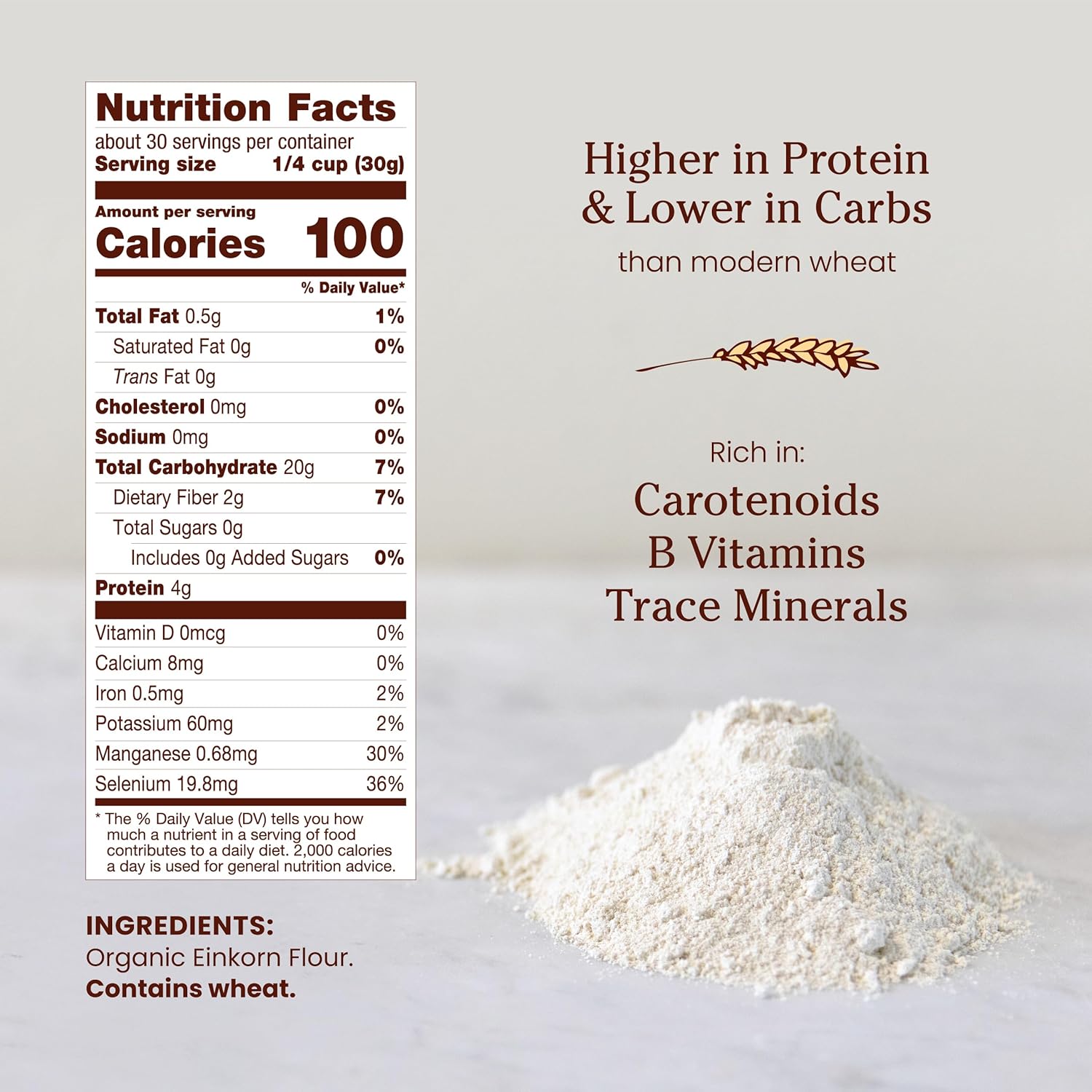 Jovial Organic Einkorn Unbleached All Purpose Flour - Bread Baking Flour for Sourdough, High Protein, Non-GMO, Organic Pizza & Pasta, European Italian, Glyphosate Free - 32 Oz - Image 2