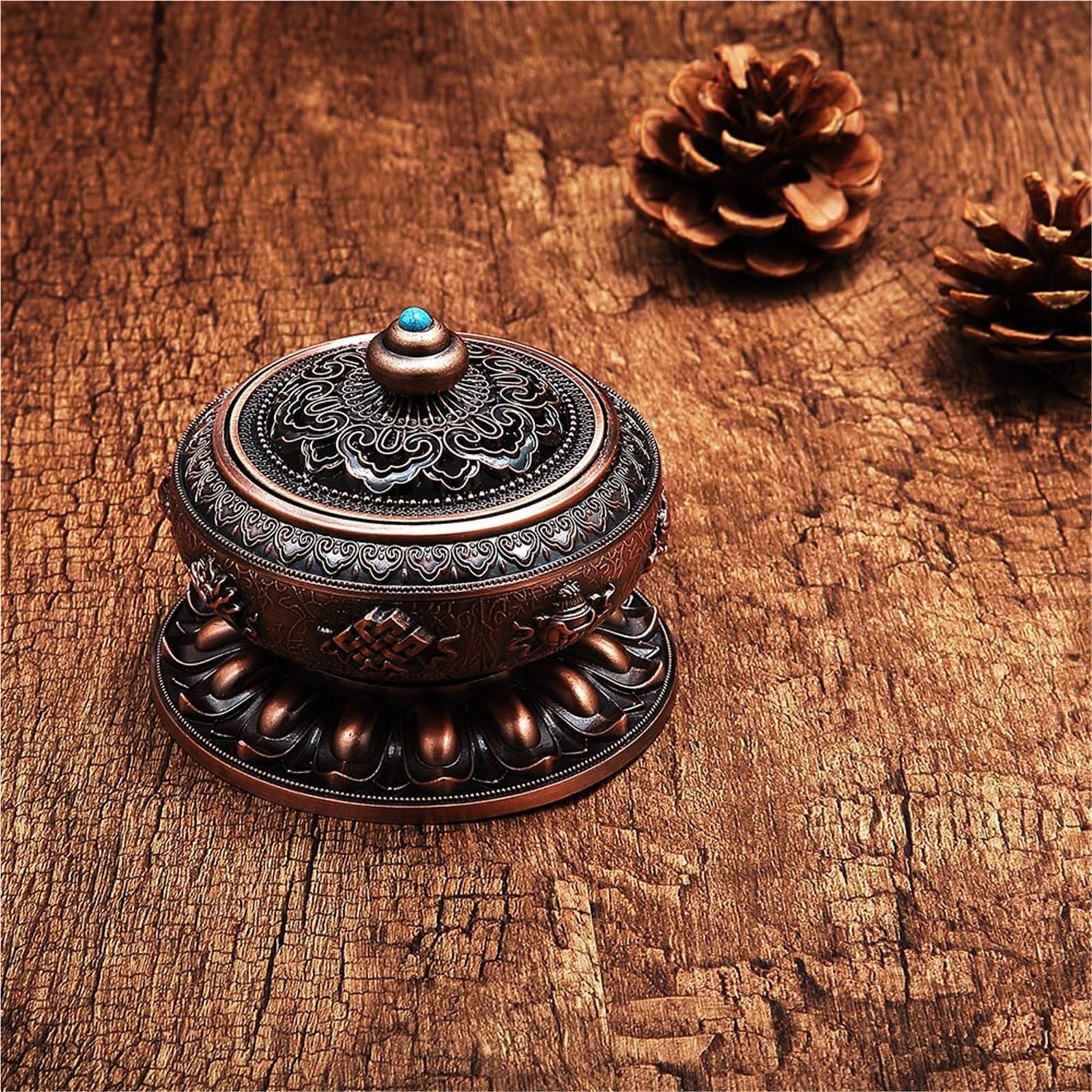 Räuchergefäß Yoga Weihrauchbrenner, Lotusplatte, Haushaltslegierung, Sandelholz, Tibetischer Weihrauchbrenner Aromatherapie(Brass)