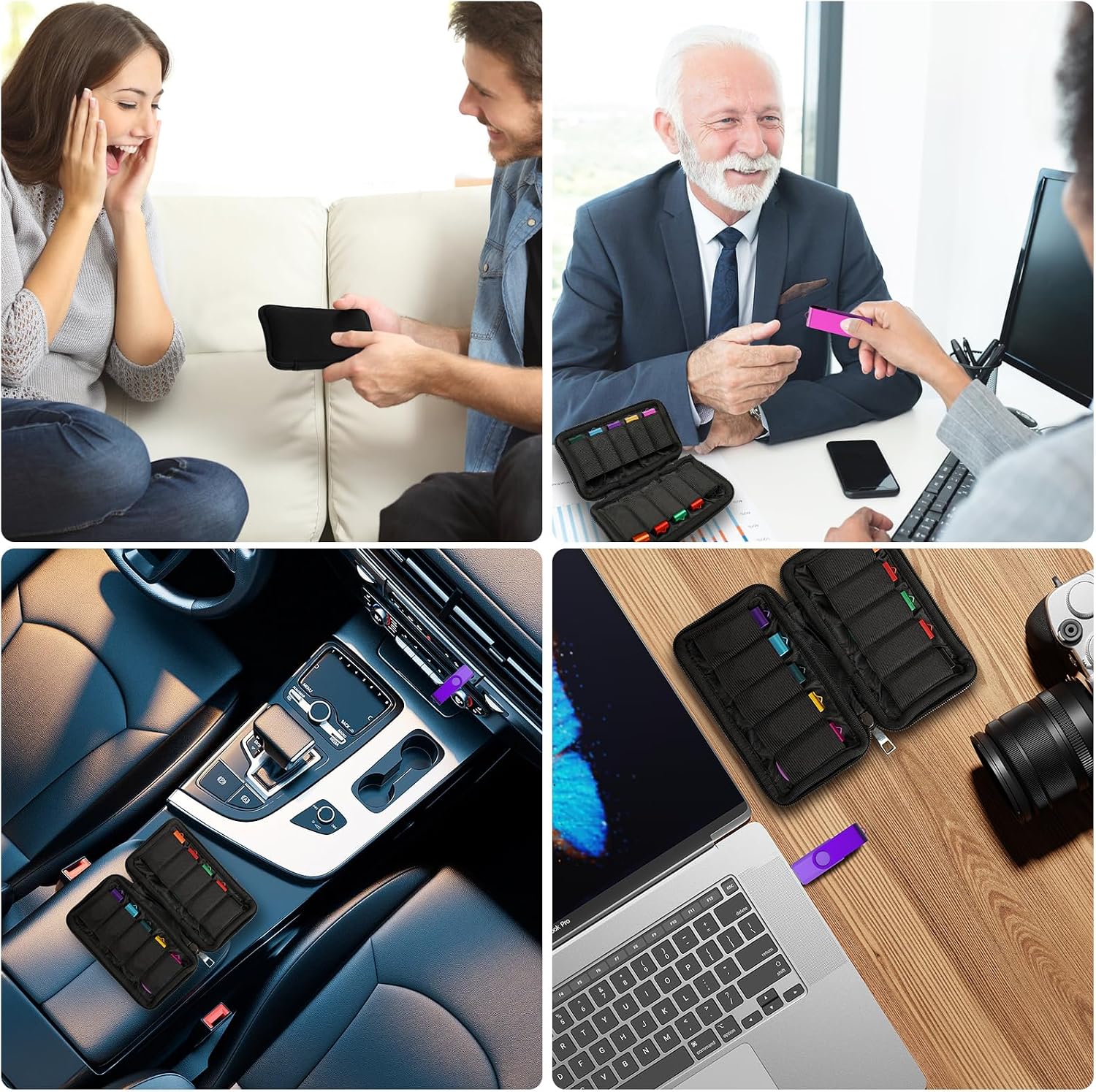 Flash Drive Case, USB Drive Holder, Storage Bag for Thumb Drive, Light Weight and Easy to Put into Handbag, Protect and Store Small Items, 10 Slots Electronic Accessories Organizer