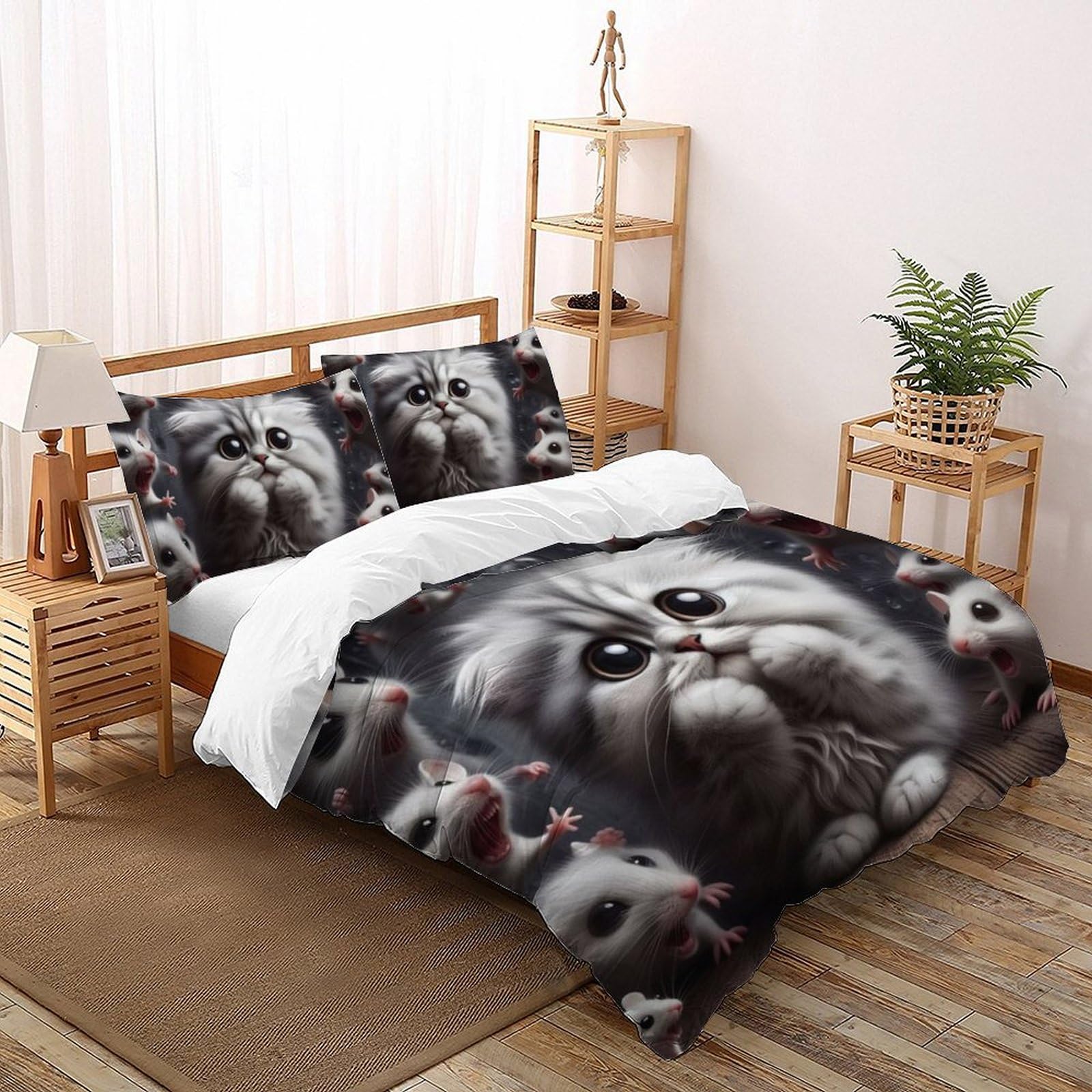 Housse de couette fermeture éclair imprimé 3D animaux pour lit enfant 220x240