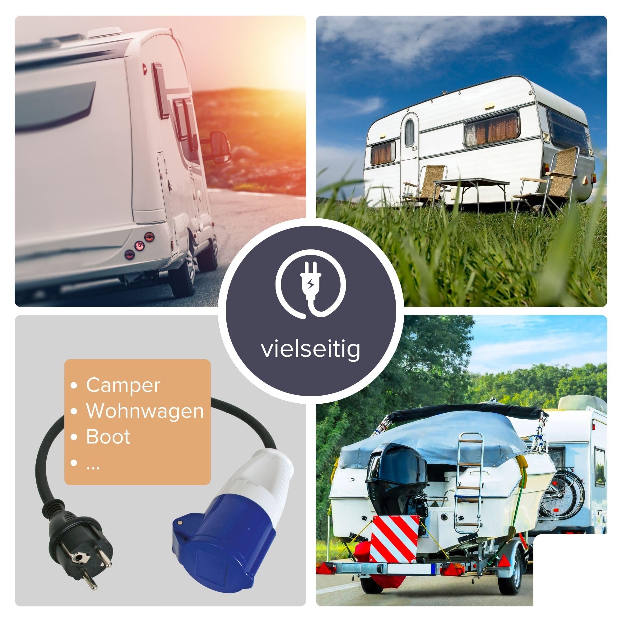 PEREL ECEEA3 Adapterkabel Schuko Stecker auf CEE Kupplung Länge 300cm