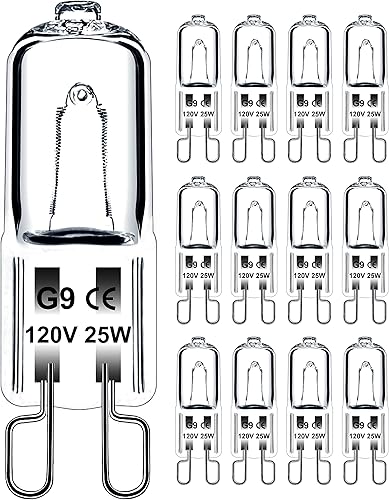 Miniatura 1 de Jaenmsa Bombillas halógenas G9, paquete de 12 bombillas G9 de 25 W, 120 V, base de 2 pines, tipo JCD, bombilla pequeña de xenón T4 regulable para