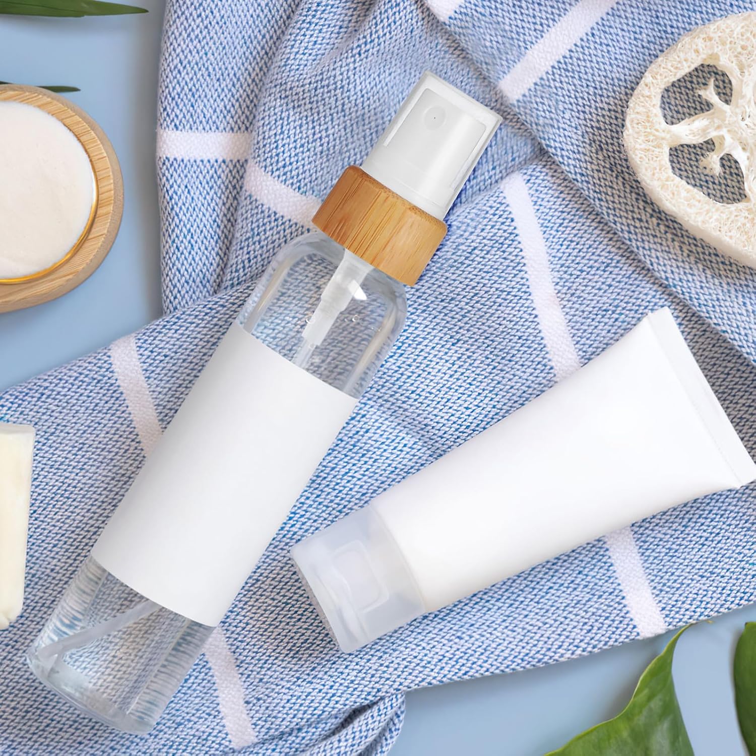 5pcs Essential Oil Spray Bottle Pump Tops 18/410 Fine Mist Nozzles White Caps Replacement Spray Bottle Nozzle for Travel and Personal Care