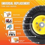 (4 Pack) AR-PRO 4.10/3.50-4" All Purpose Utility Air Tires and yellow Wheel - with 10" Inner Tube, 5/8" Axle Bore Hole, 1 3/4" Offset Hub and Double Sealed Bearings for Hand Trucks and Gorilla Cart