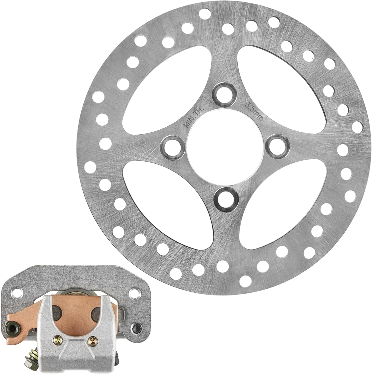 Caltric Rear Brake Caliper Disc with Pads Compatible with Yamaha Raptor 700 700R YFM700R 2006 2007 2008 2009 2010 2011 2012