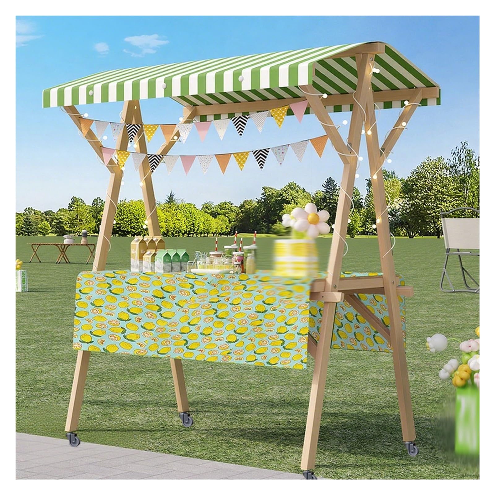 Foldable Mobile Vending Cart with Canopy for Outdoor Events and Food Sales