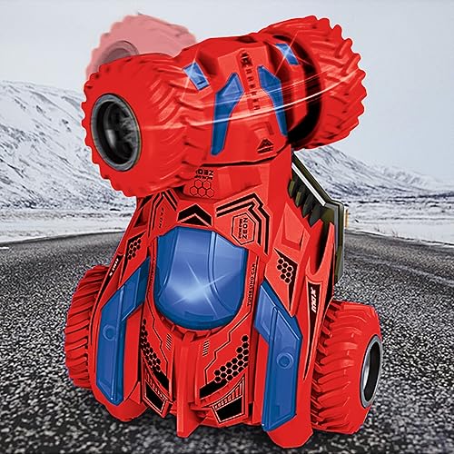 Miniatura 2 de Geospace Coche de acrobacias de fricción con ruedas delanteras giratorias 360  1 auto de acrobacias impulsado por empuje de mano (rojoazul)