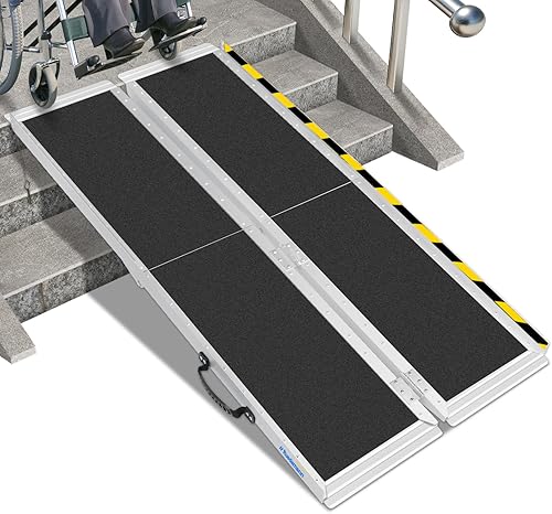 Miniatura 42 de Ruedamann Rampa portátil para sillas de ruedas de 2 pies para puertas, rampa de aluminio antideslizante para sillas de ruedas, rampa plegable