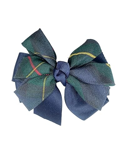 Large Pinwheel Hair BowBack to School Uniform Plaid FabricFirst day of SchoolPlaid AccessoriesFrench Barrette (Plaid 83)