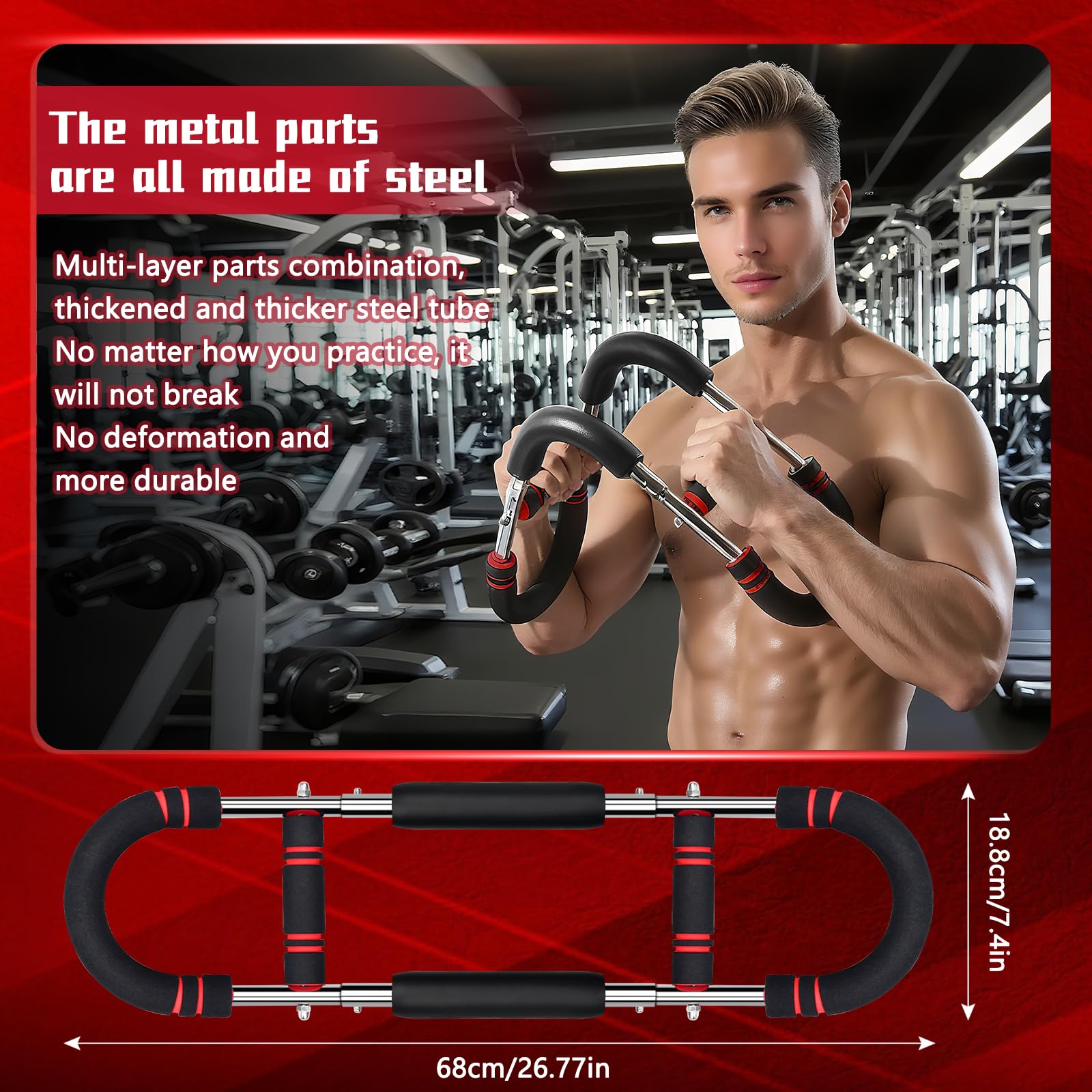Power Twister Armtrainer - Verstellbarer Brusttrainer 30-50KG für Zuhause | Oberkörper Trainingsgerät für Bizeps, Trizeps & Unterarm | Robuste Stahlfeder Fitnessgerät für Männer & Frauen