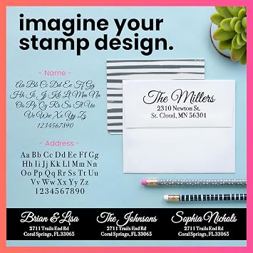 ExcelMark Personalized Return Address Stamp Custom Self Inking Rubber Stamp (Medium, Great Vibes)