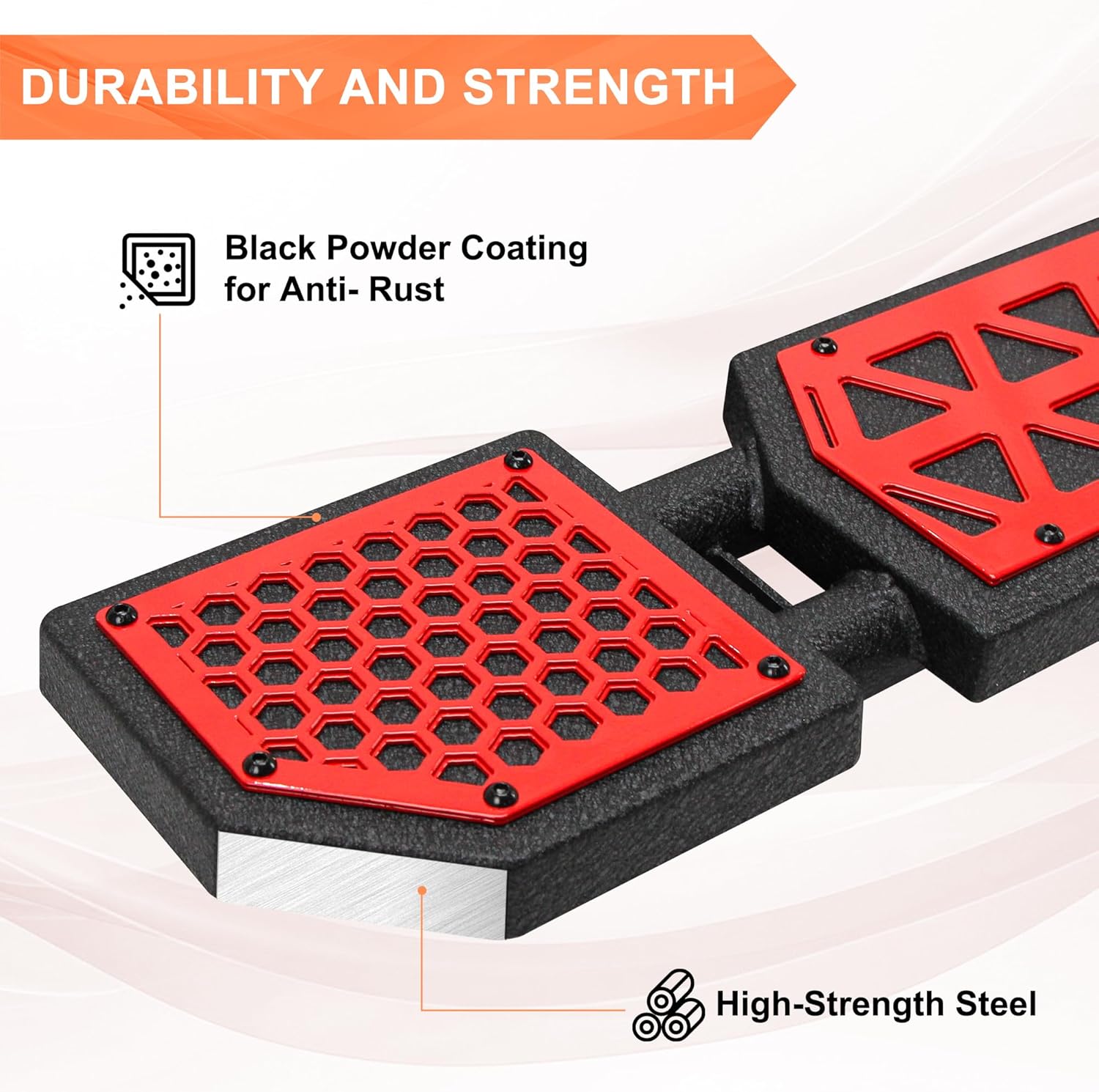 Red Running Boards Fit for 2019-2025 2026 Chevy Silverado GMC Sierra 1500 Crew Cab Side Steps fit for 2020-2025 2026 Silverado GMC Sierra 2500HD 3500HD Step Bars Stainless Carbon Steel