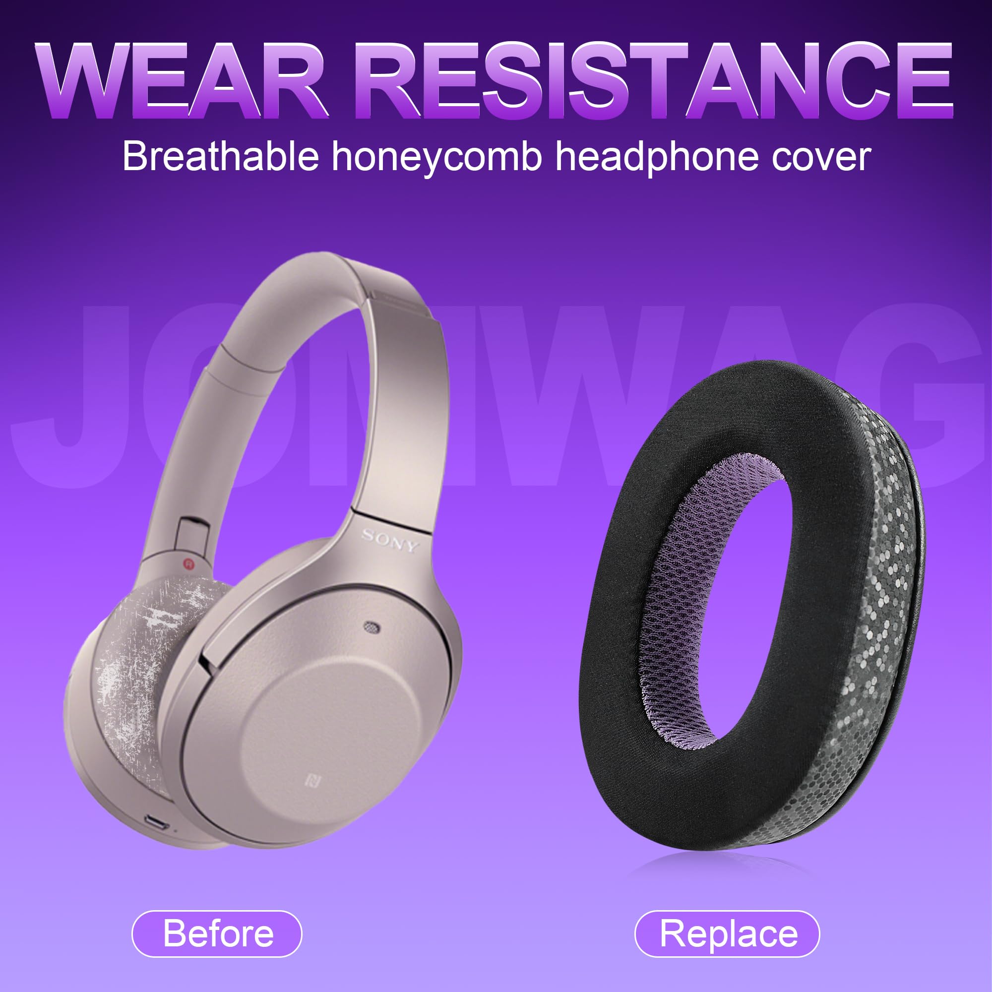 Magic Ice Gel Almohadillas de repuesto para auriculares WH-1000XM2/MDR-1000X (negro/morado)