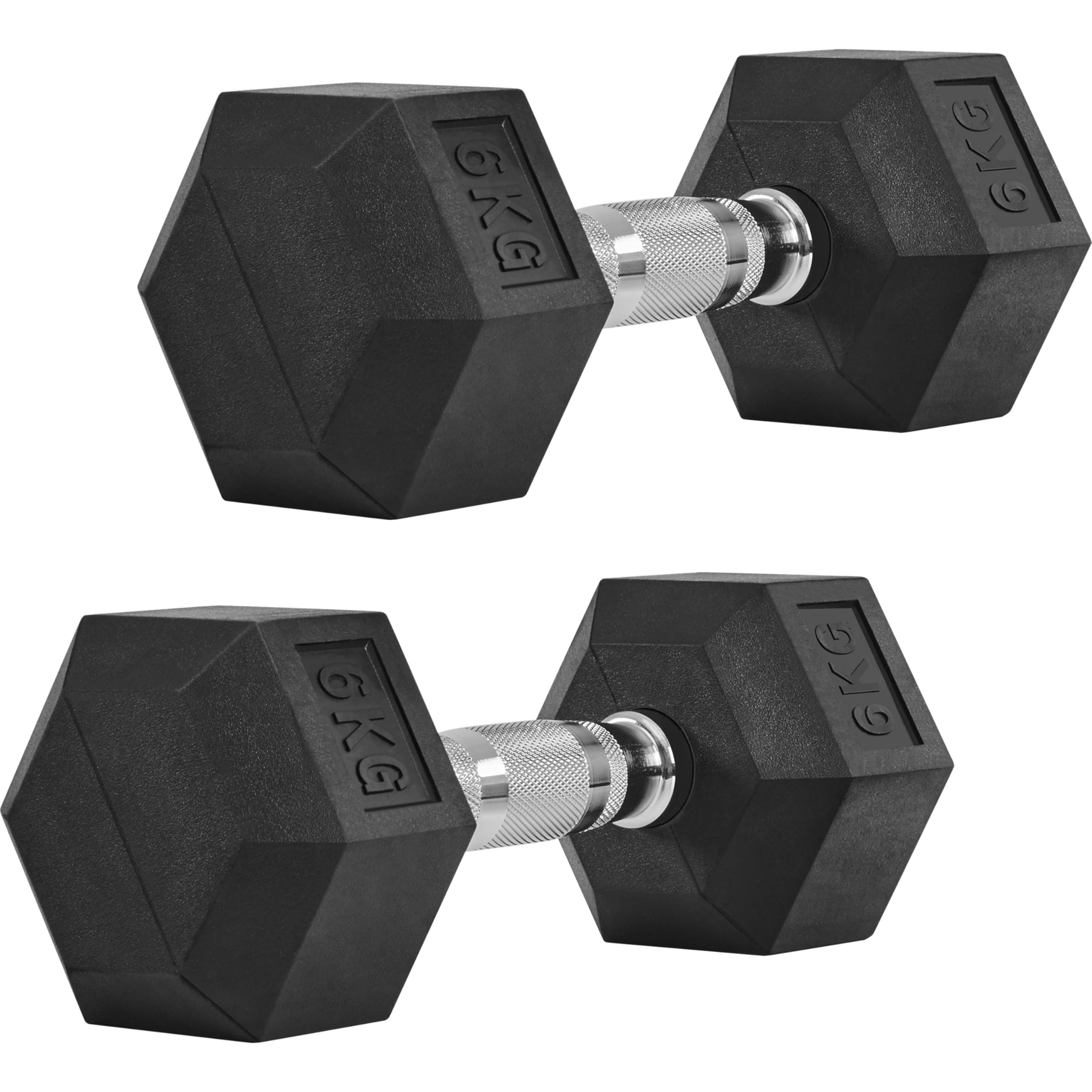 Yaheetech Hex Dumbbells Set with Work Guide, 2x5kg/2x6kg/2x8kg/2x10kg Dumbbells Pair, Anti-Roll Knurled Grip Rubber Dumbbells for Home Gym & Strength Training ๏ปฟ