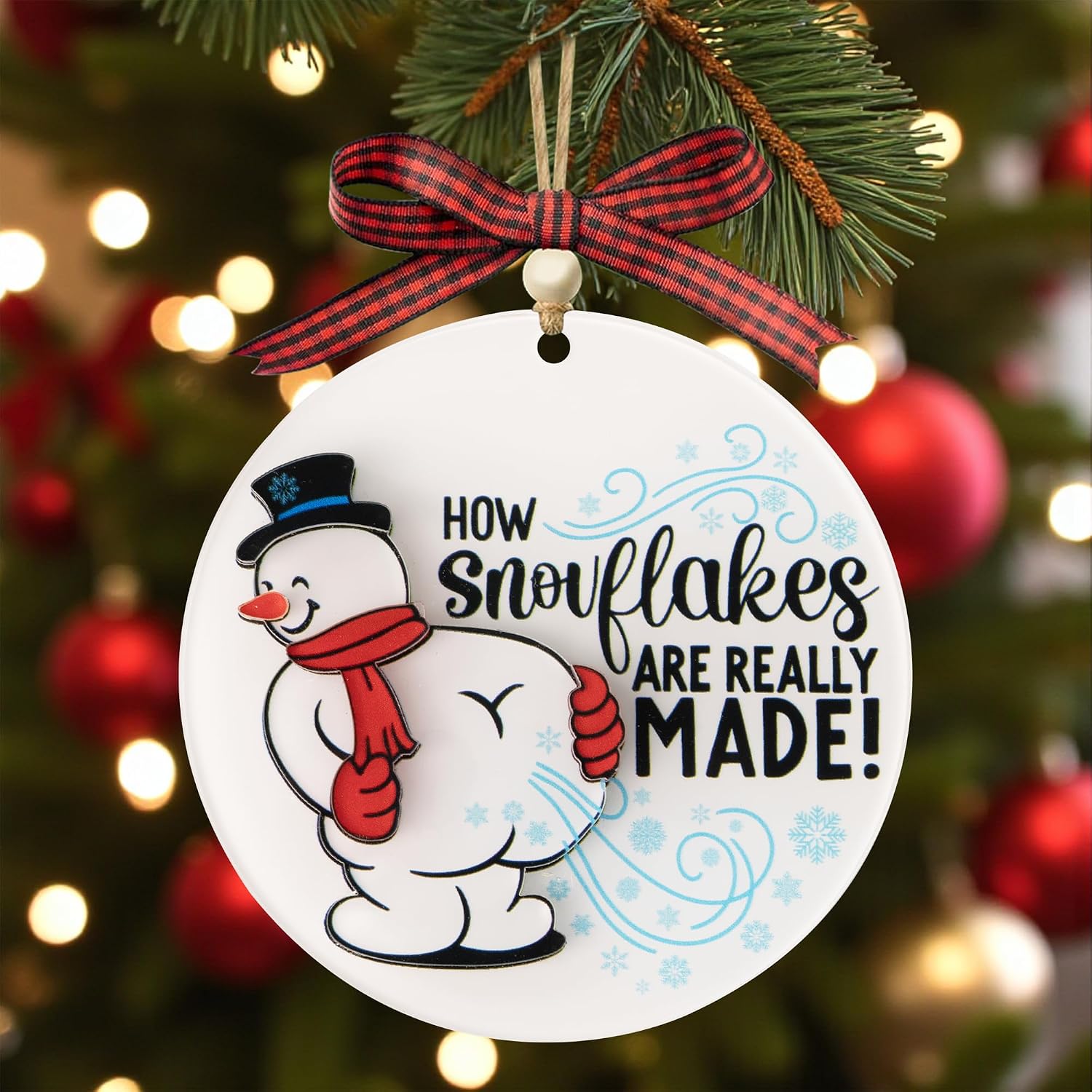Katinat Funny Christmas Ornaments 2025, Wooden F-Caw-F Chicken Ornaments Chicken Gifts for Chicken Lovers Funny White Elephant (KAT- Snowman 3 Layer Funny Ornaments)