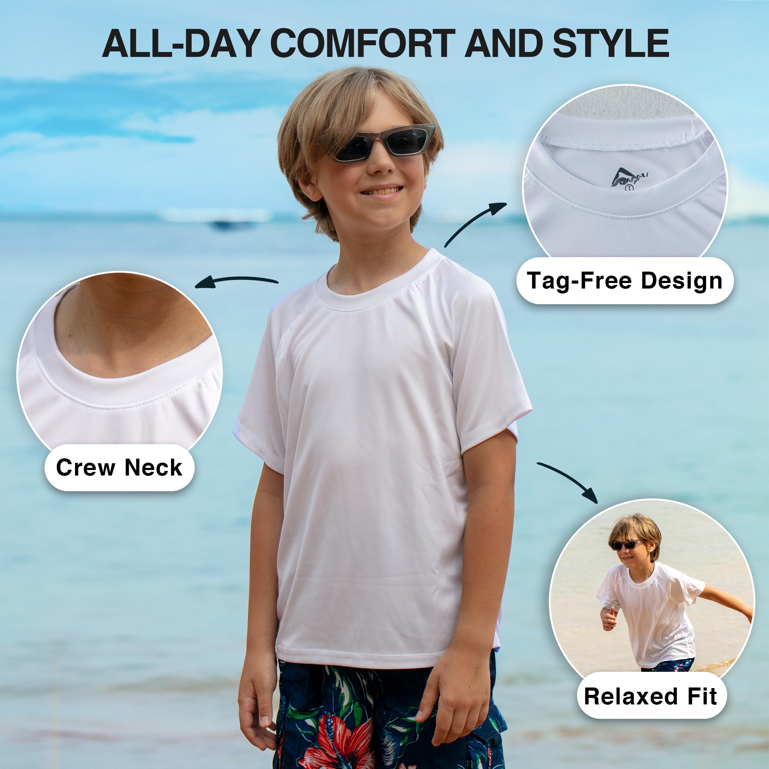 Kanu Surf Boys' Short-Sleeve Rashguard Swim Shirt