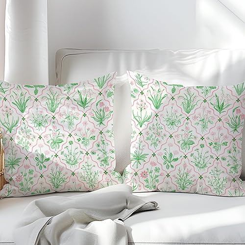 Vista 40 de Chinoiserie - Fundas de almohada azules y blancas para decoración del hogar, 18 x 18 pulgadas, funda de cojín floral para cama, sofá, 2