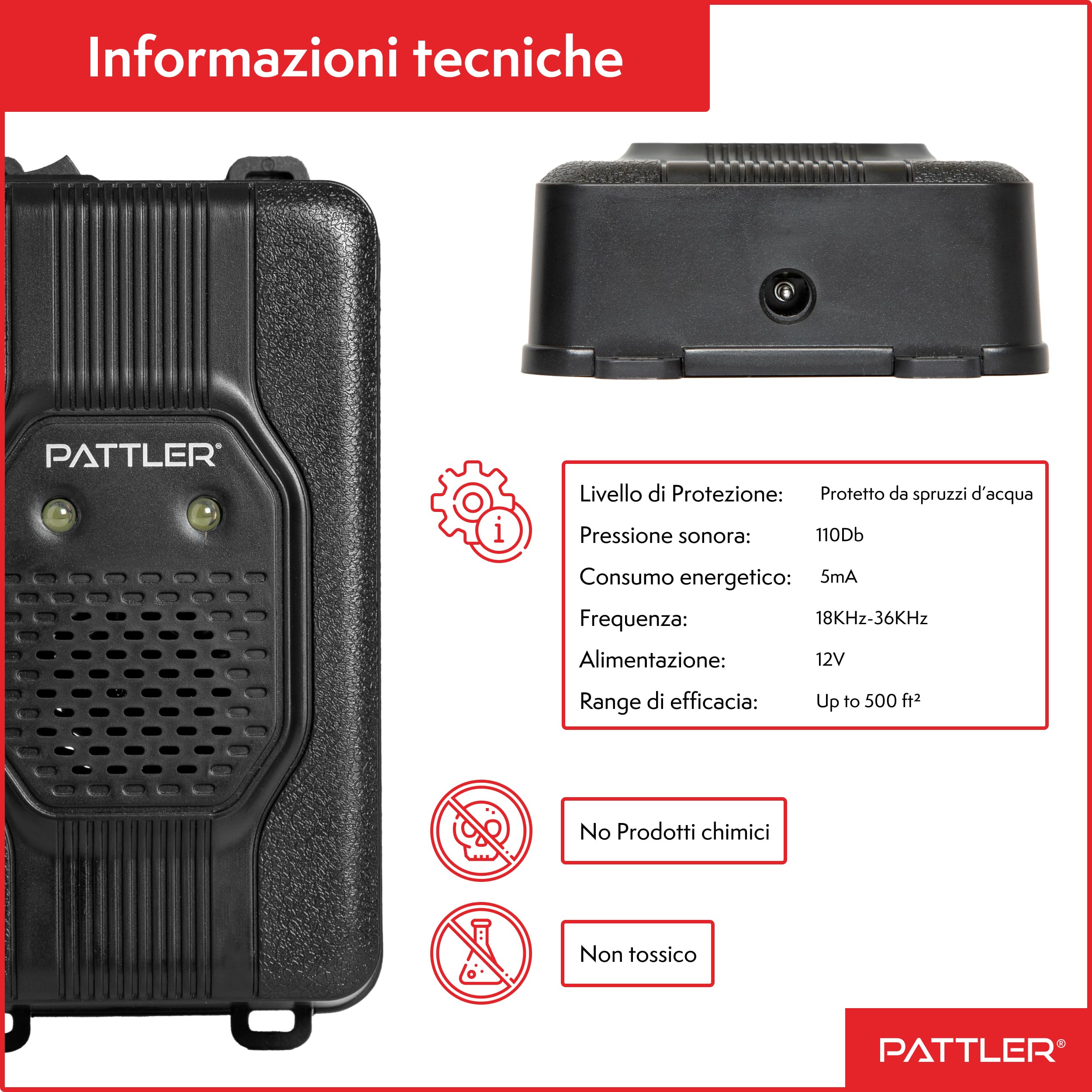 PATTLER Dissuasore Anti Martora per Auto con Luce - Alimentazione con Batteria Auto 12V, Batteria AA o USB - Protezione Ultrasuoni Contro Le Martore per Auto, Giardino, Soffitta - 1PZ