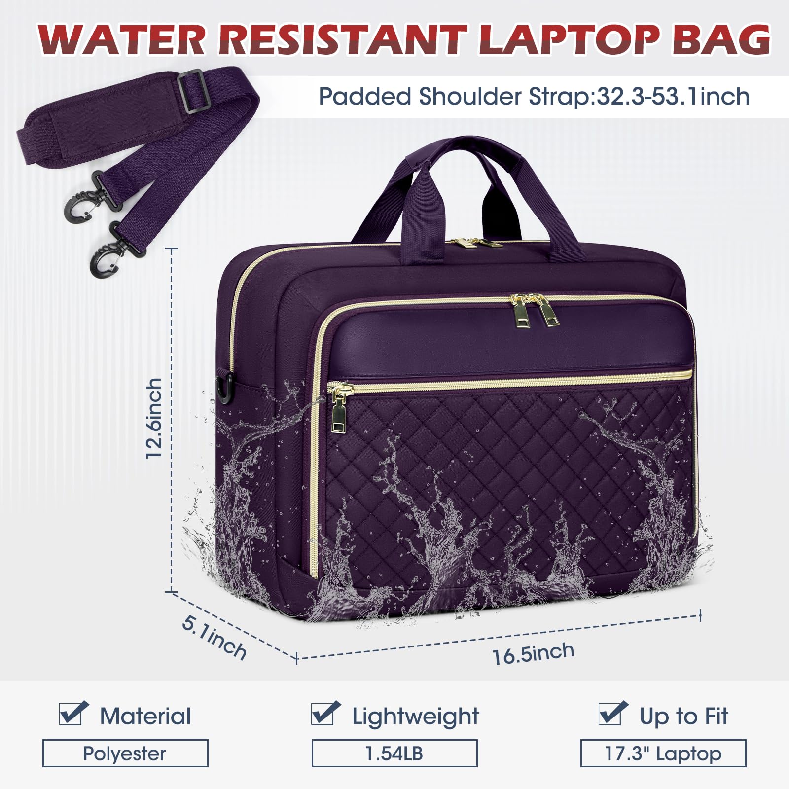NEWHEY Borsa Porta PC 17.3 Pollici Borsa da Lavoro Donna Impermeabile Borsa Computer Grande Borsa Messenger Valigetta Portadocumenti Tracolla per Ufficio, Università, Scuola