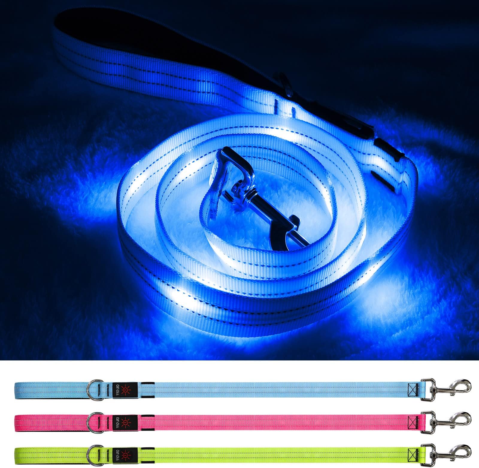 Amazon.com : Led Dog Leash: 12 Lighting Modes Light Up Dog Leash ...