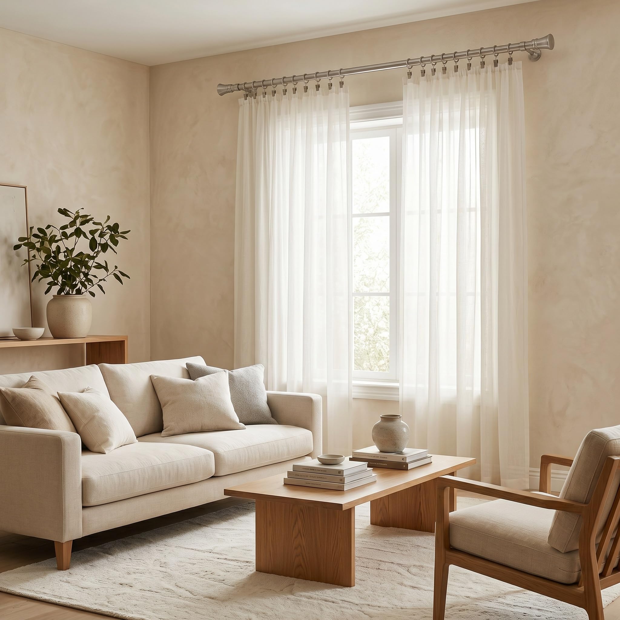 Gardinenstange Matt aus Stahl - Gordijnroede 400 cm - Elegante Modern Vorhangstange - 1-läufig stange vorhang - Karniesabschluss wählbar - Vorhang Stangen Gebürstet Porto
