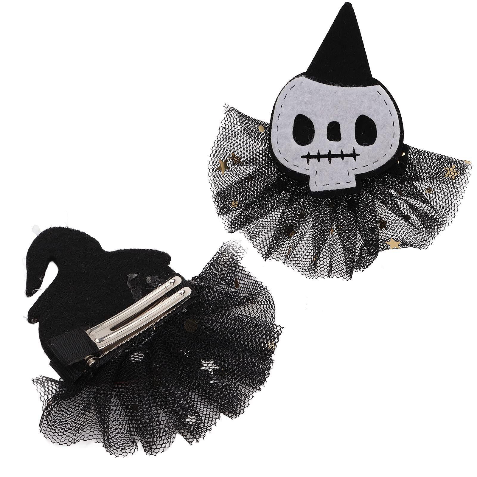 Halloween-Haarspangen Set – 2 Stück, Mit Spinnennetz & Fledermaus-Motiv, Langes Band