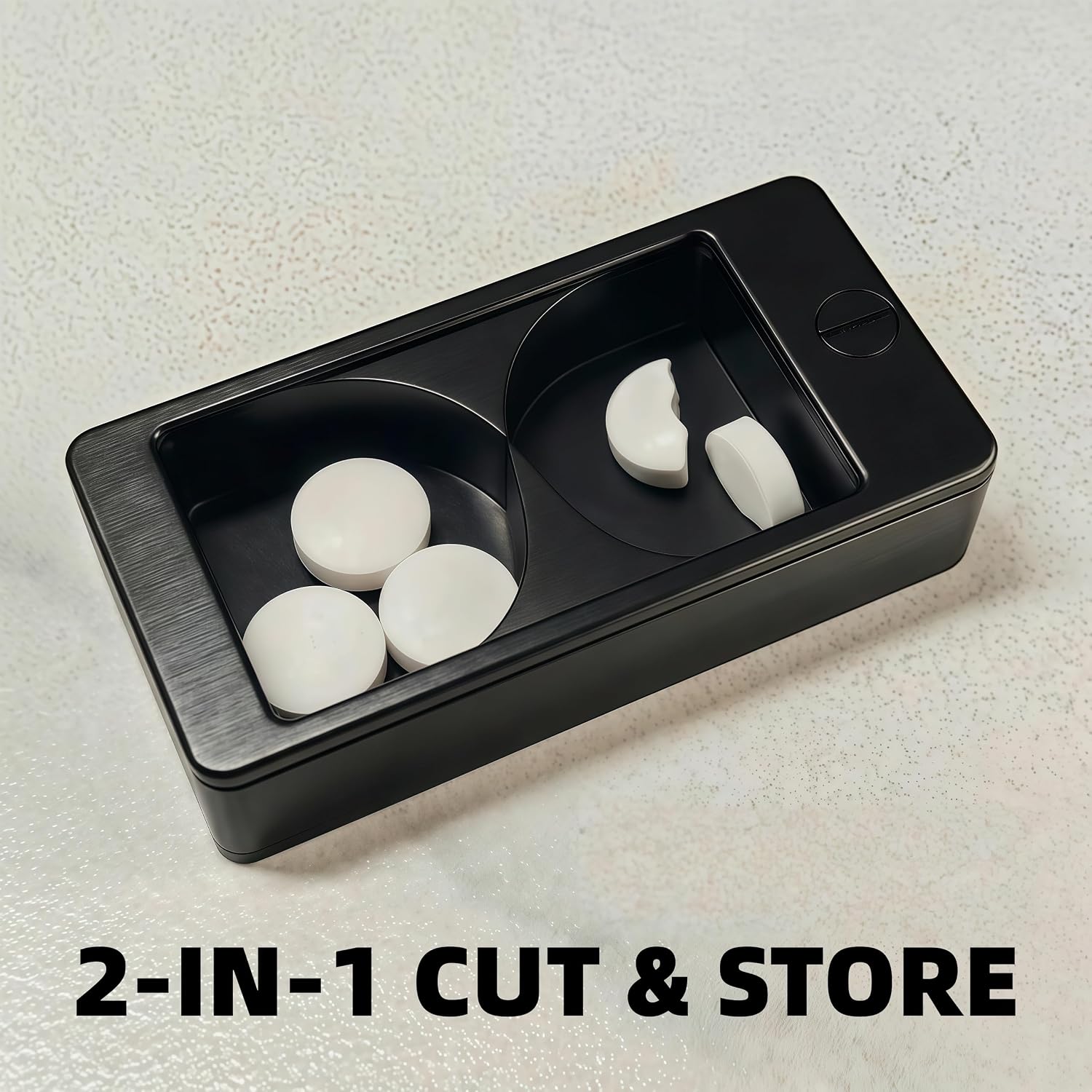 Professional Pill Cutter & Splitter - Precision Aluminum Tablet Slicer for Small, Large & Tiny Tablets | Cortador for Accurate Medicine & Vitamin Doses (Black)