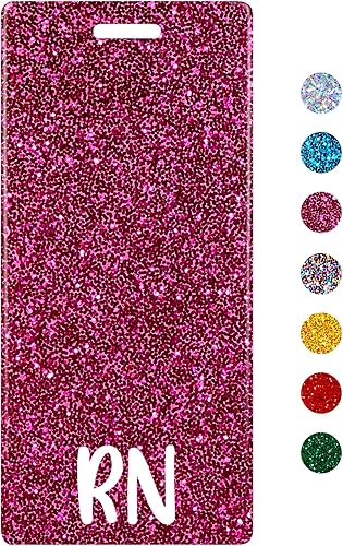 Miniatura 1 de Plifal RN Badge Buddy - Tarjetero para enfermera, accesorios de enfermería, enfermera, registrada, con purpurina, rosa, identificación vertical,