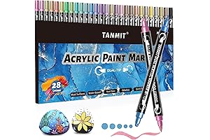 Vibrant Metallic Markers: 28 Acrylic Paint Pens for Artistic Expression