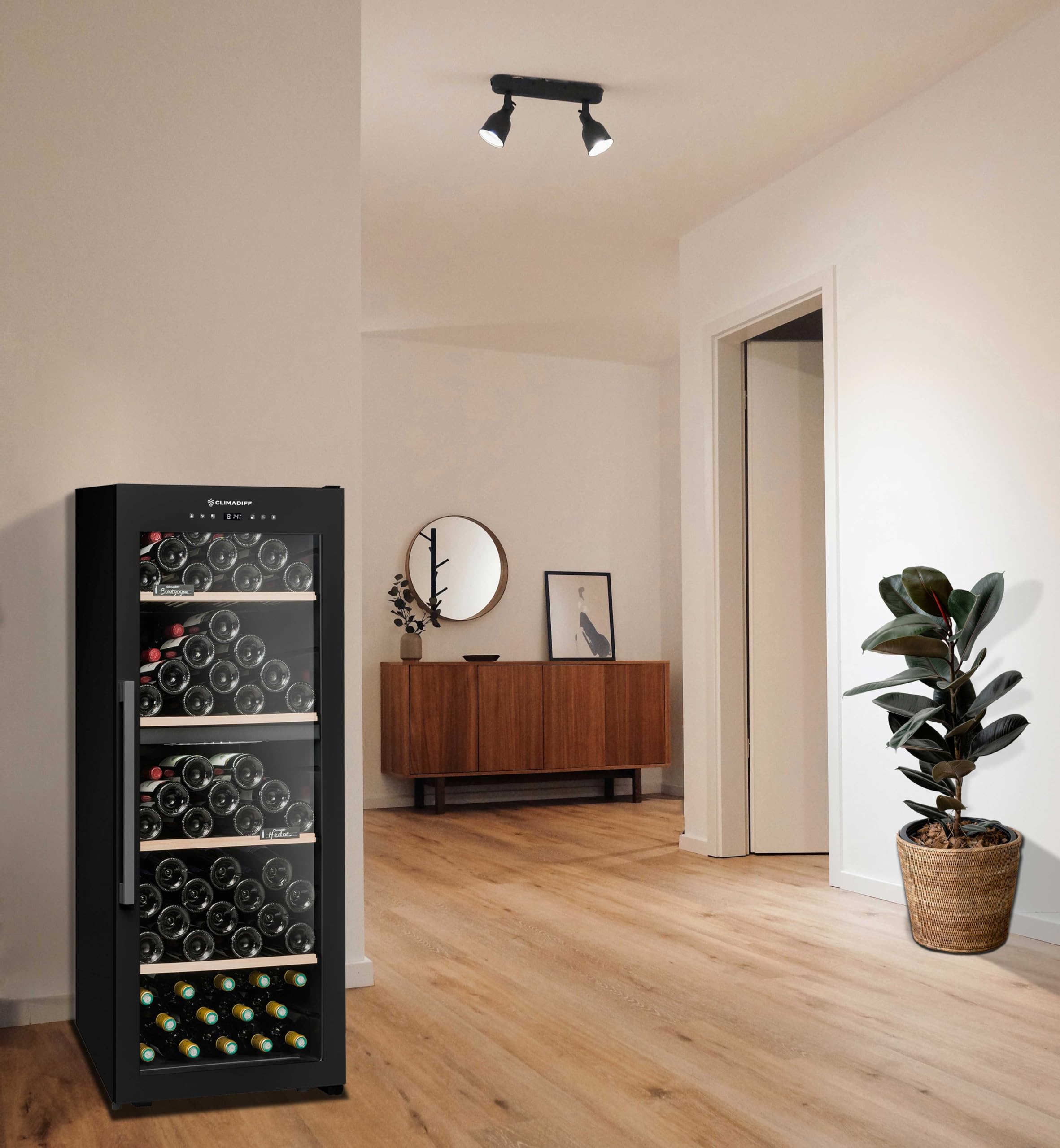 CLIMADIFF 2 Zonen Weinkühlschrank CLD115B1 110 Flaschen Glastür UV-undurchlässig 5°C bis 20°C freistehend