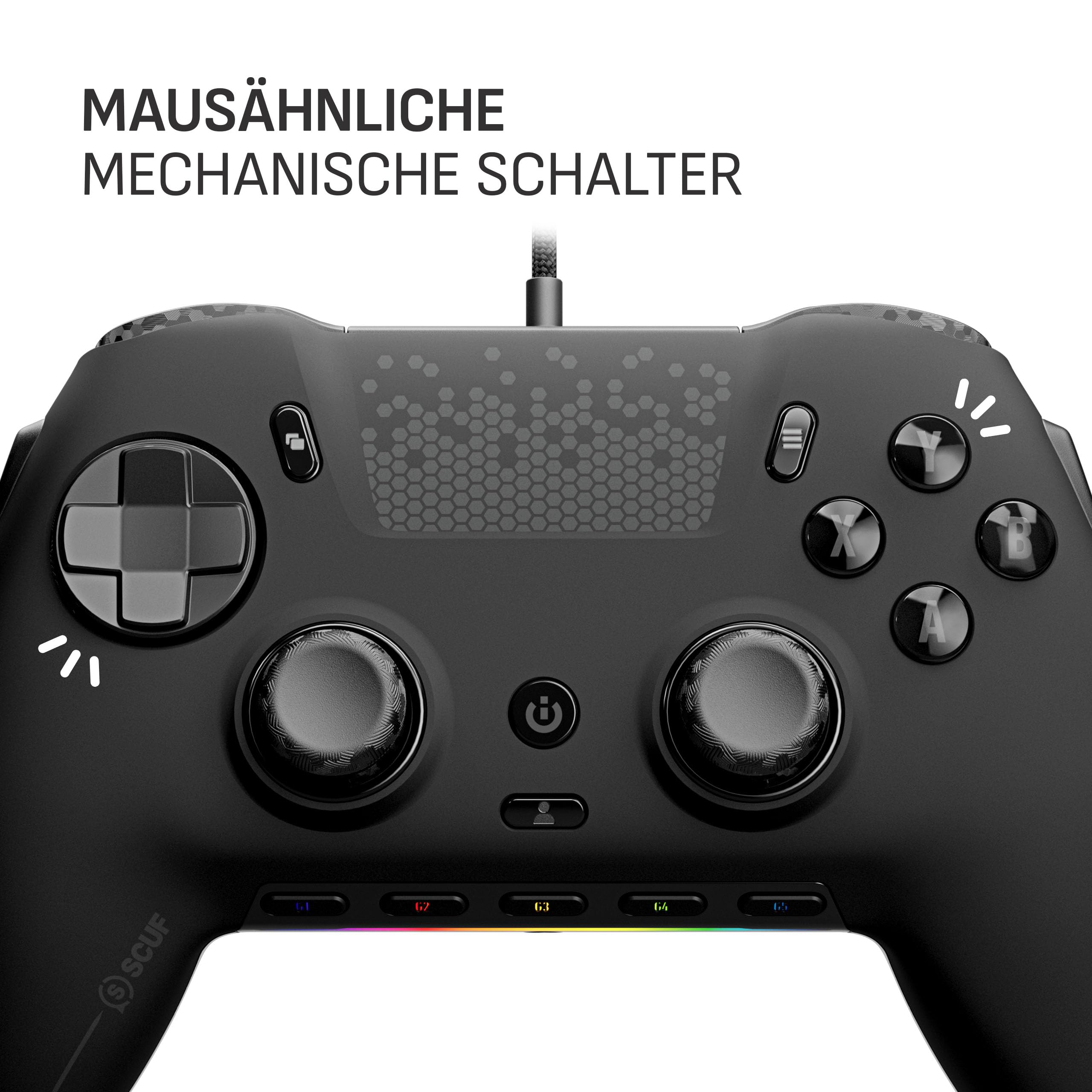 SCUF ENVISION Kabelgebundener V1 (2023) PC-Nur-Gaming-Controller - Fünf Abnehmbare G-Tasten - Abnehmbare Back-Paddles - iCUE-Kompatibel - Schwarz