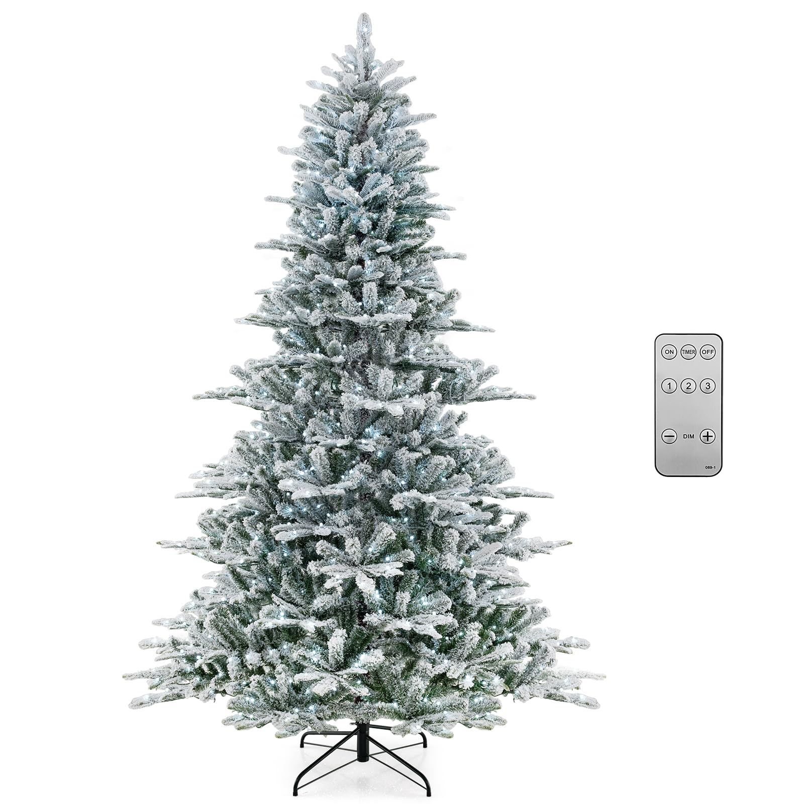 Amazon.com: Goplus 8ft Pre-Lit Snow Flocked Christmas Tree
