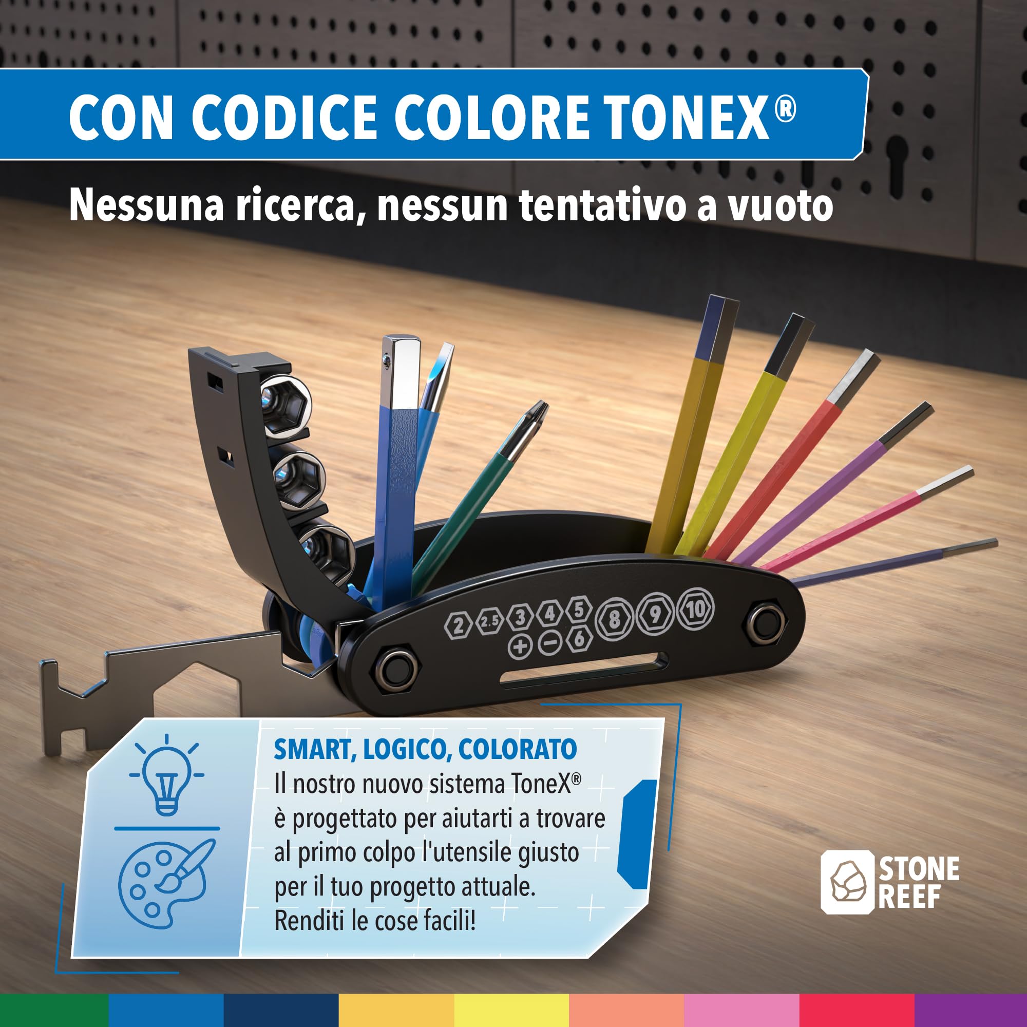 16 in 1 - Utensile CRV con chiave esagonale da 2 a 6 mm, chiave a bussola 8/9/10 mm, cacciavite a croce e a taglio, chiave a bussola 8/10/15 mm, set di attrezzi per bicicletta per MTB e bici da strada