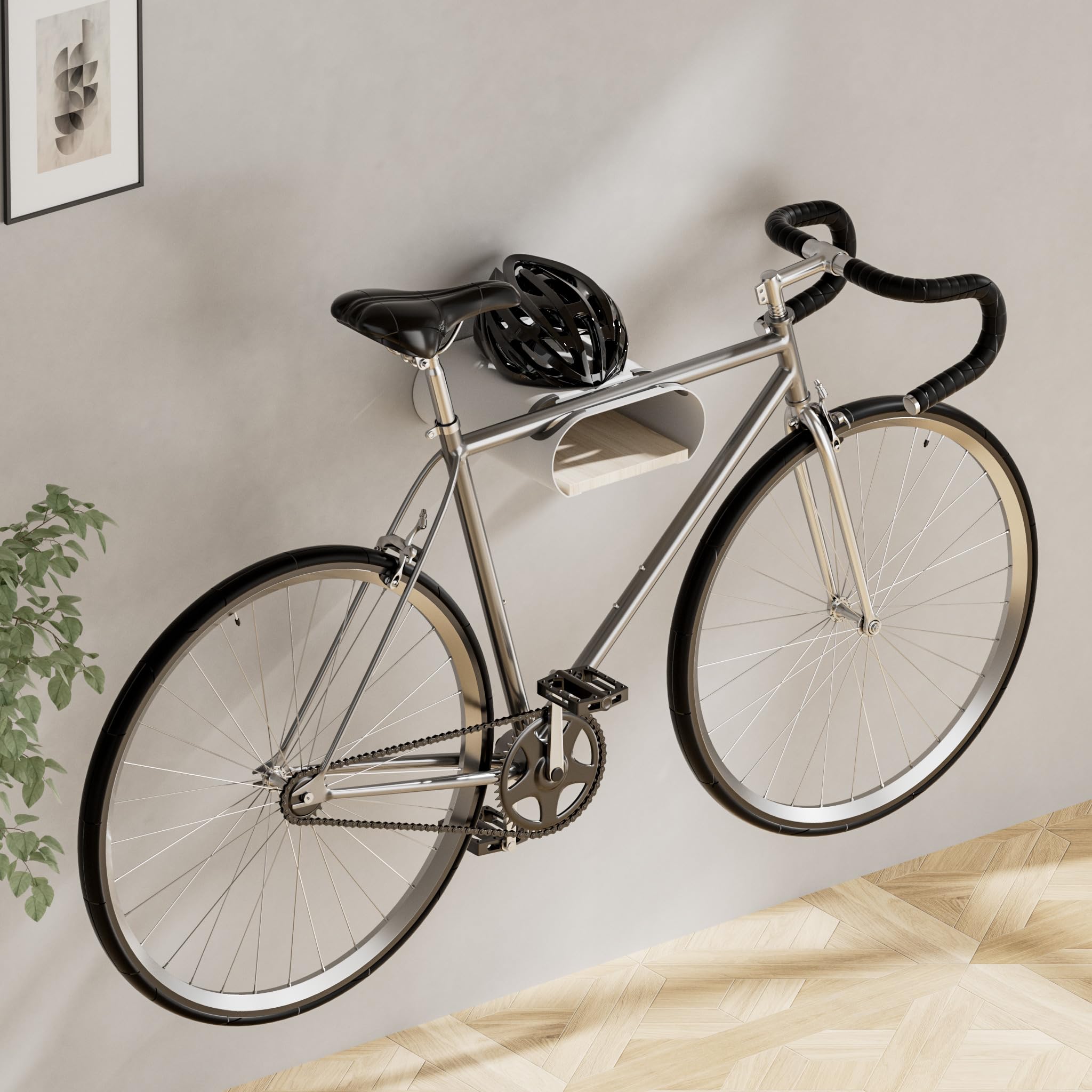 Wiltec Supporto a Parete per Bicicletta 25,6 x 30 x 11,4 cm Fino a 25 kg, portabici Universale, in Sospensione, per Tubi Orizzontali Ø 55 mm e manubri Larghi 500 mm