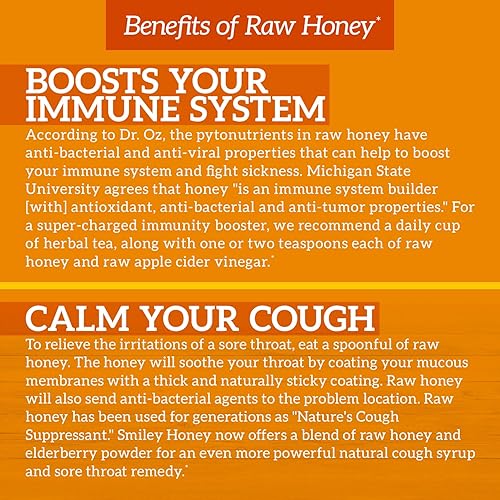 Miniatura 6 de Smiley Honey - 100% miel de tupelo cruda y sin filtrar (16 oz)