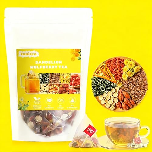 Miniatura 8 de Yonitea Té de Wolfberry de diente de león orgánico, salud del hígado y los riñones, 7 ingredientes herbales naturales con crisantemo, bayas de Goji,