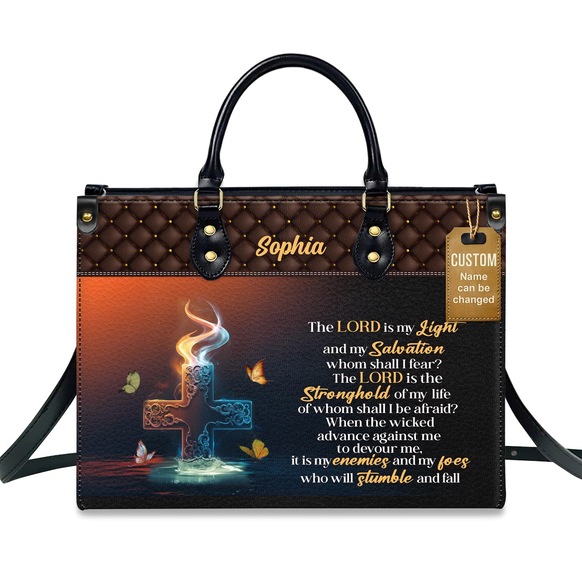 Personalized Leather Handbag for Women, Custom Name Church Bag, Christian Gifts, Christmas Gifts for God Lovers