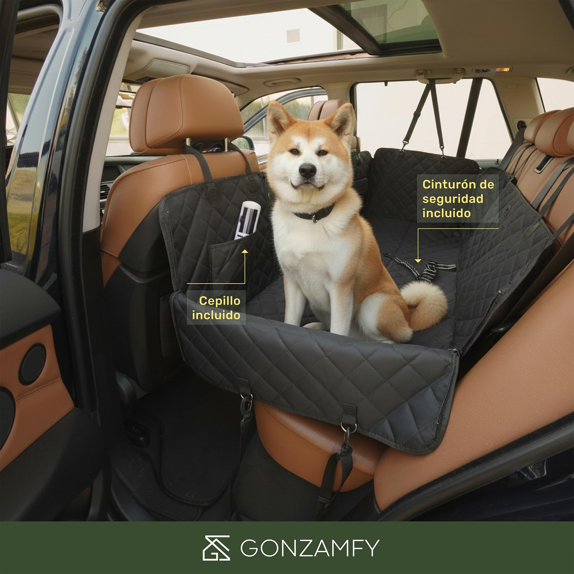 Funda Coche Perro, Base Estable, Ultra Impermeable y Antideslizante, Durabilidad Extrema de Tela Probada, 150kg, Protector Coche Perros Asiento Trasero para SUV y Coches