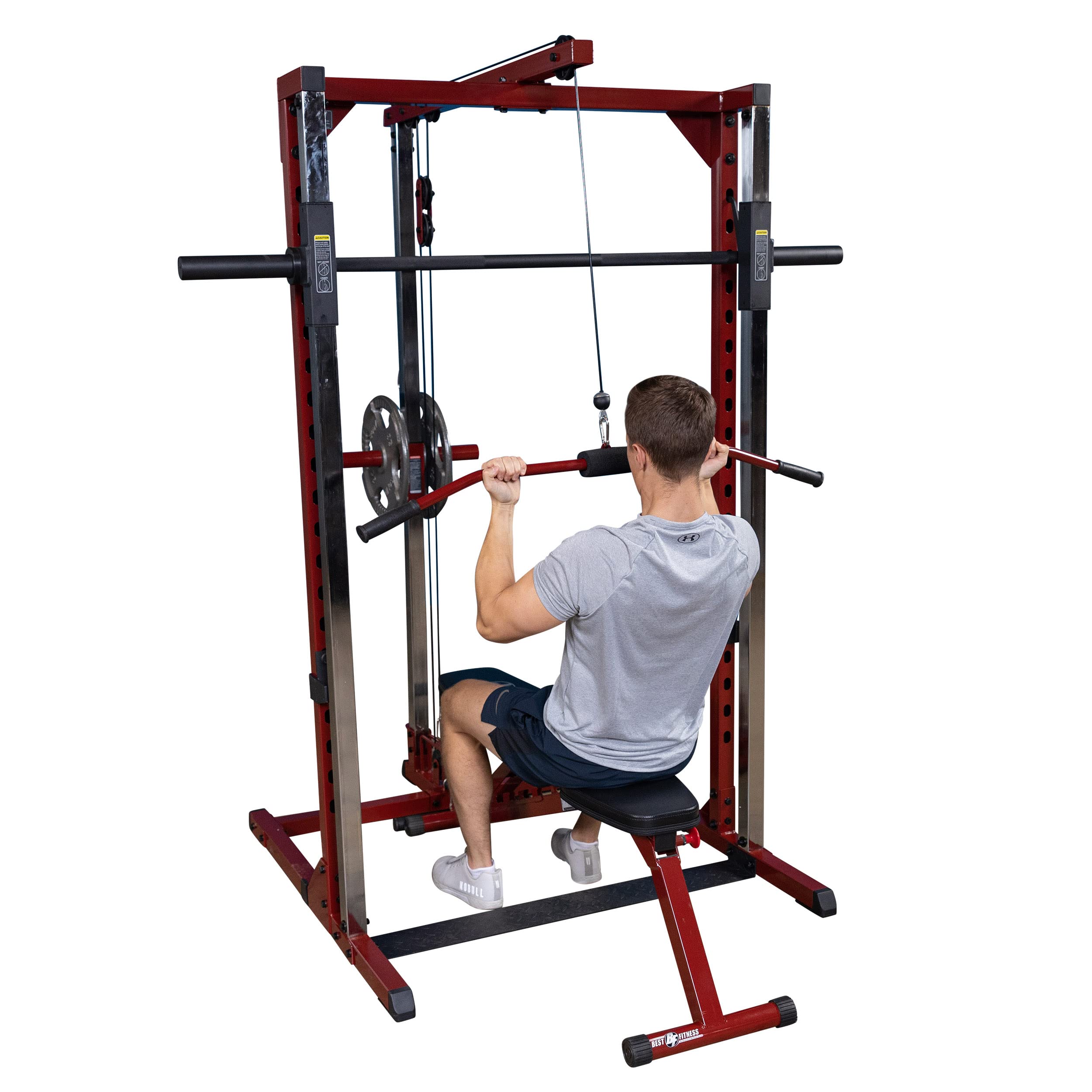 Body-Solid Best Fitness BFSM250P4 Smith Machine Package with LAT Attachment and Bench