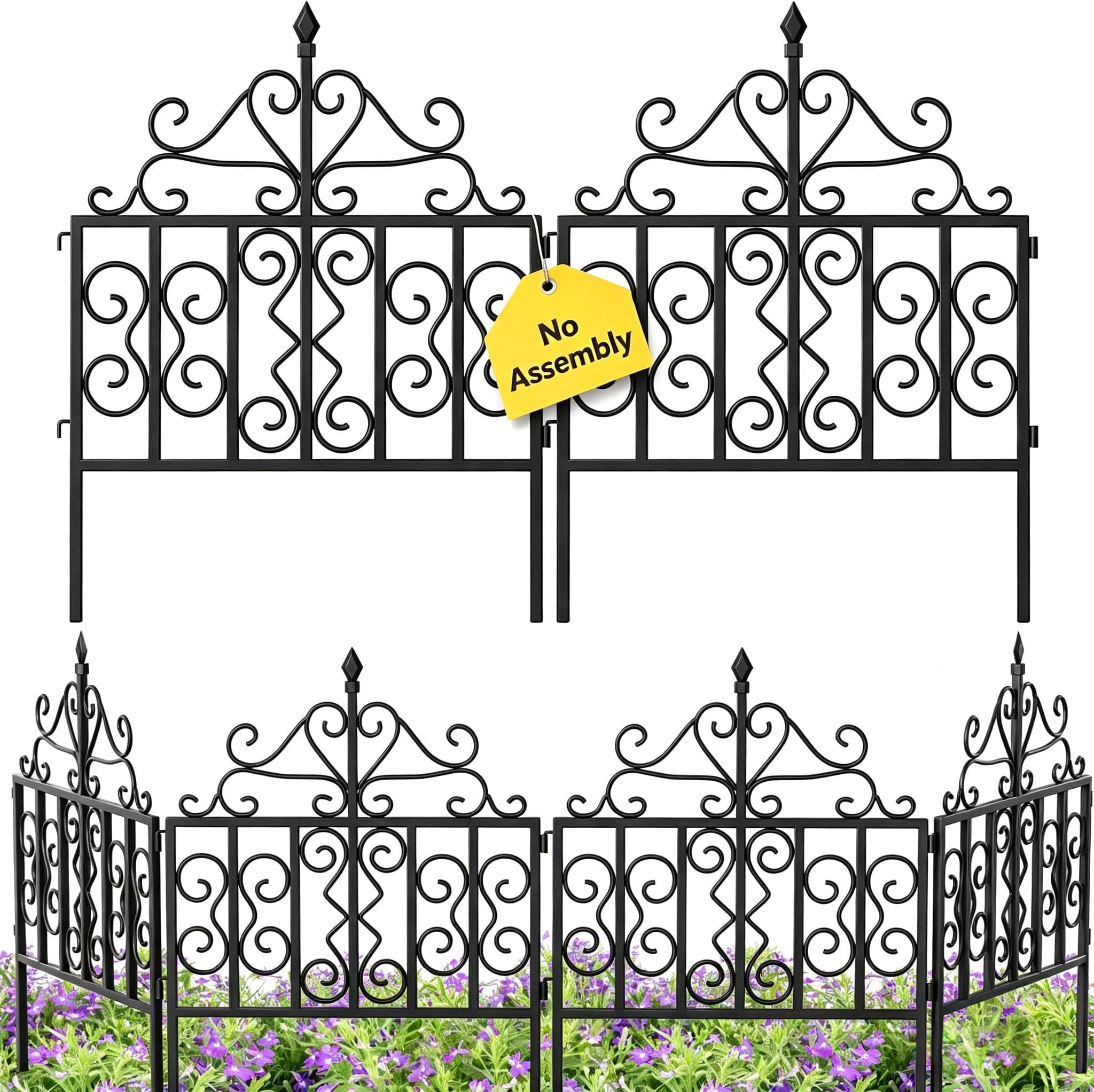 5 Panels 32in(H)×10ft(L) 0.4 Inch Wire Diameter Decorative Garden Fences and Borders for Dogs No Dig Metal Garden Edging Border Animal Barrier Fencing for Flower Bed Yard Patio