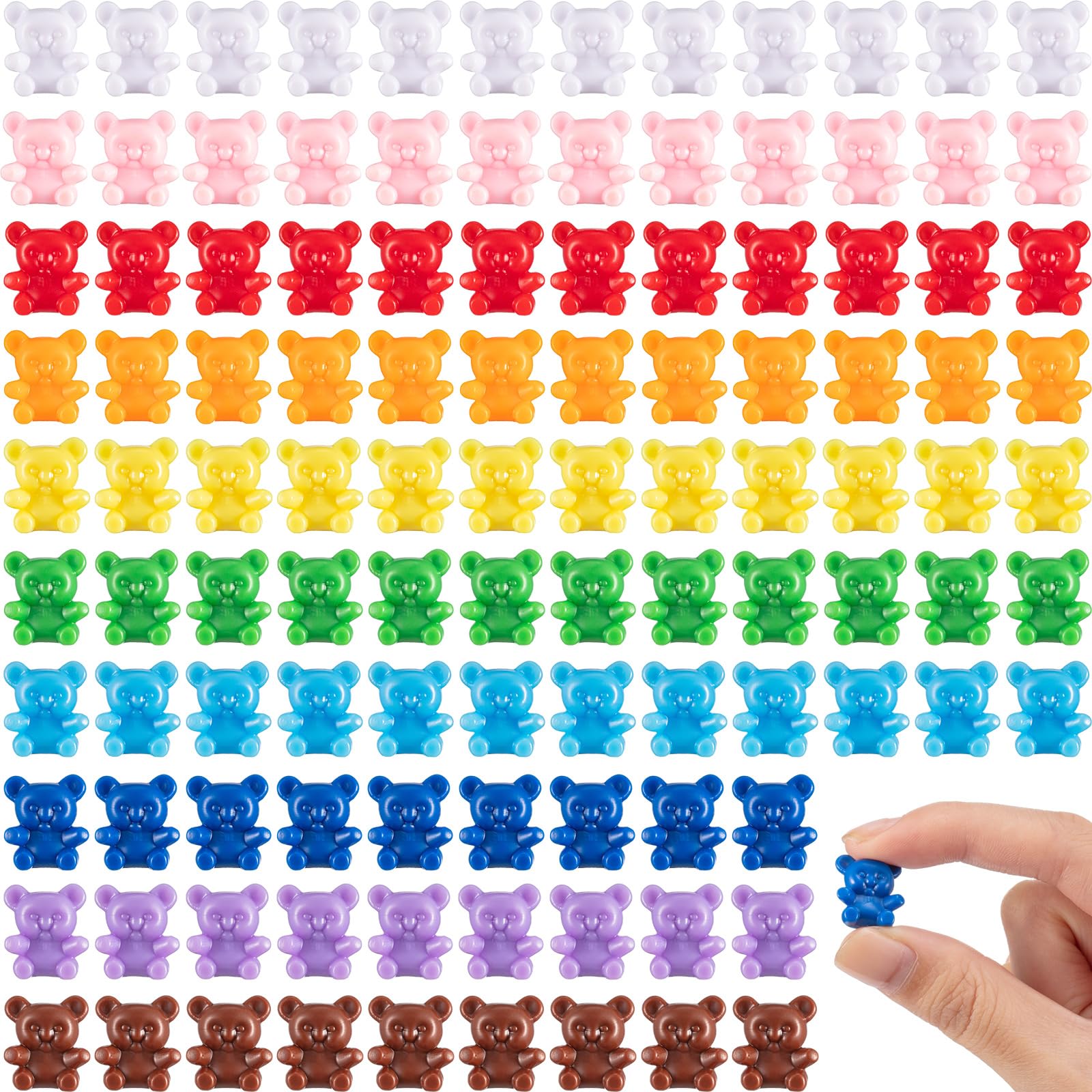 Noveread 500 Pcs Mini Colored Bears Counters 0.62 Inch Rainbow Classification Sorting Bears Color Plastic Counting for Age 6+ Family Preschool Learning Toys, 10 Color