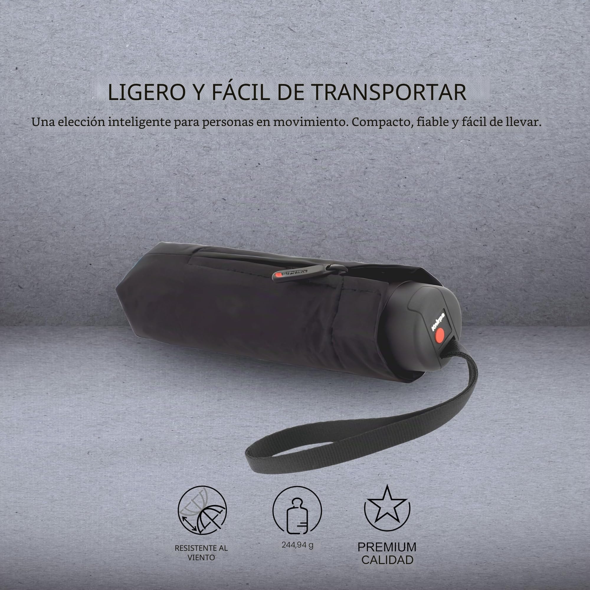 Knirps T.020 - Paraguas de bolsillo (19,5 cm), negro, One Size, Compacto y moderno