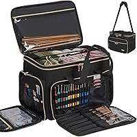 TORIBIO Large Yarn Storage Bag Organizer - Portable Crochet Tote for Knitting Needles, Hooks, Accessories & Projects On The Go