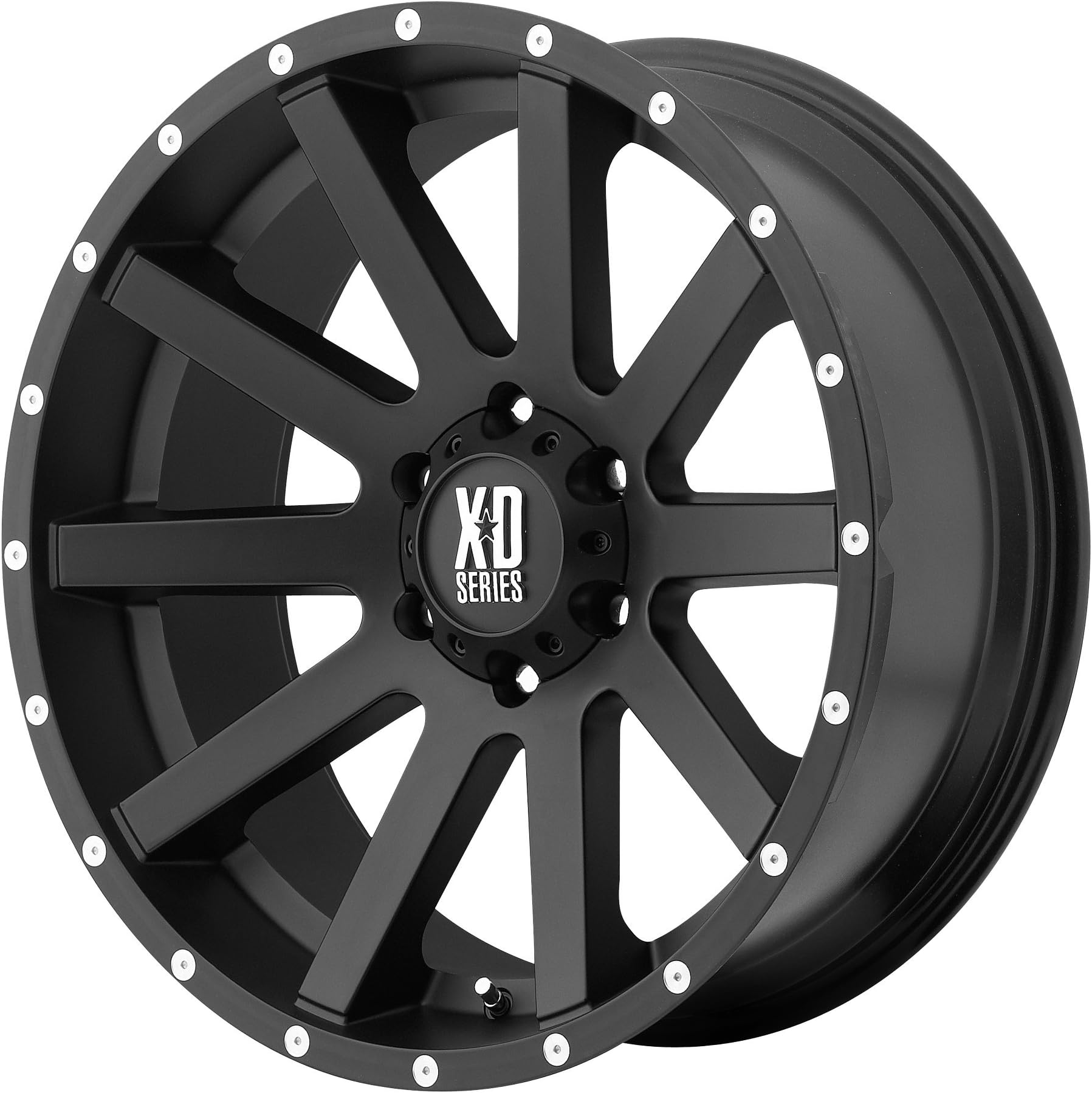 XD Series by KMC Wheels XD818 Heist Satin Black Wheel With Milled Flange (17x9"/6x135mm, +30mm offset)